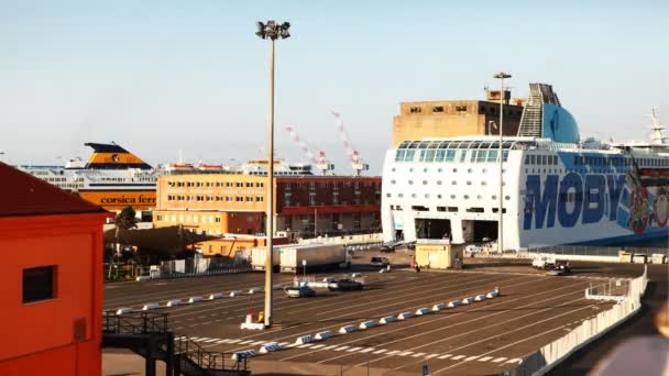 Calendário Carregamento Ferry Livorno Itália — Vídeo de Stock