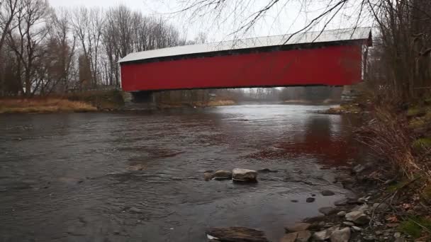 Des Rivieres Covered Bridge Quebec Canada — Stock Video