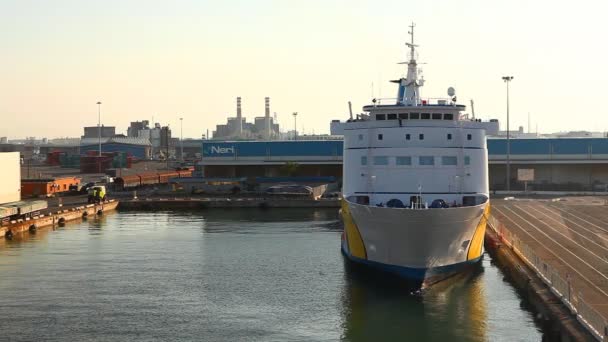 Livorna Italy Aly June 2015 View Ferry Berthed Livorno Italy — 图库视频影像