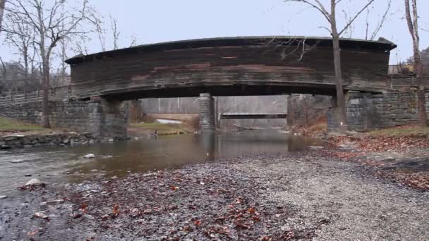 Сцена Покритим Горбатим Мостом Штаті Віргінія Сша — стокове відео