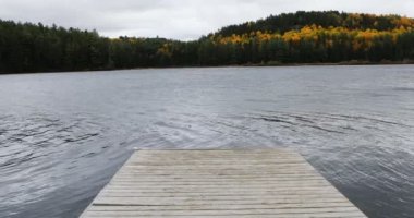 Algonquin İl Parkı, Kanada 4K 'da sonbahar renginde güzel bir rıhtım.