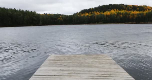 Dock Pretty Fall Color Algonquin Provincial Park Canada — стокове відео