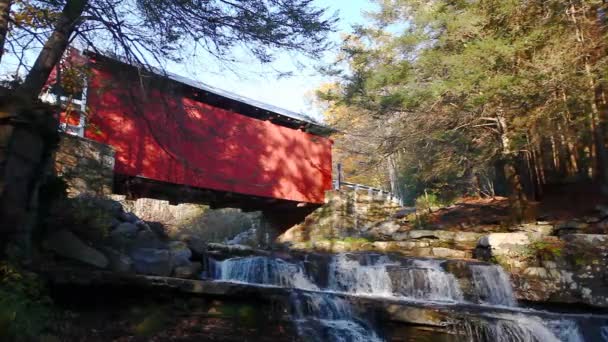 Escena Packsaddle Covered Bridge Pennsylvania Estados Unidos — Vídeos de Stock