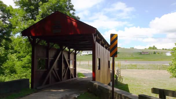 Wright Covered Bridge Pensylwania Stany Zjednoczone Ameryki — Wideo stockowe