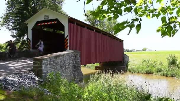 Vista Erbs Covered Bridge Pennsylvania Estados Unidos — Vídeos de Stock