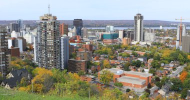 An aerial of Hamilton, Canada in the fall clipart