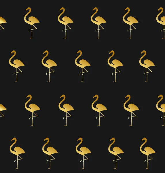 Elegantes Gold Flamingo Nahtloses Muster Vektor Hintergrund Für Druckdesign Stoff — Stockvektor