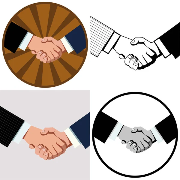 Business Handshake Set Four Illustrations — Stock Vector