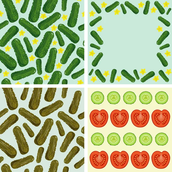 Fresh Vegetables Set Four Illustrations — Stock Vector