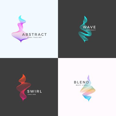 Soyut vektör karışım dalgalı sembolü, işaret veya Logo şablonlar. Zarif kavisli hatları ile parlak renkli gradyan.
