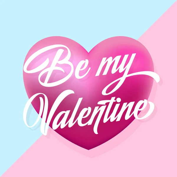 Soyez ma Valentine Mint and Pink Hearts Gentle Vector Greeting Card. Typographie moderne — Image vectorielle