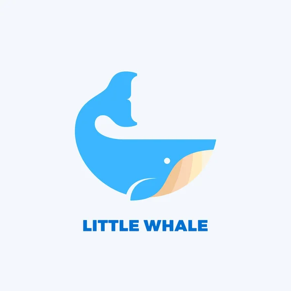 Little Whale streszczenie wektor Godło, etykieta, Logo szablon. Mądry ssak Symbol koncepcja lub ikonę. Sylwetka płaski. — Wektor stockowy