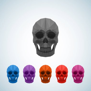 Soyut vektör poligonal renkli kafatası simgeler, simge veya Logo şablonu.