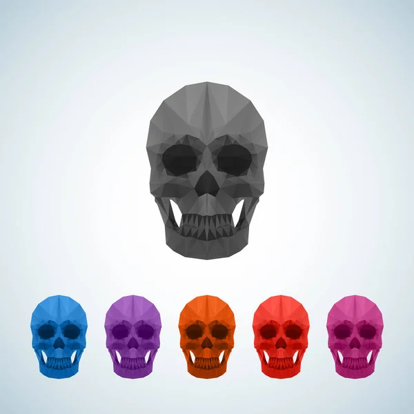 Icônes de crâne colorées polygonales vectorielles abstraites, symboles ou modèle de logo . — Image vectorielle