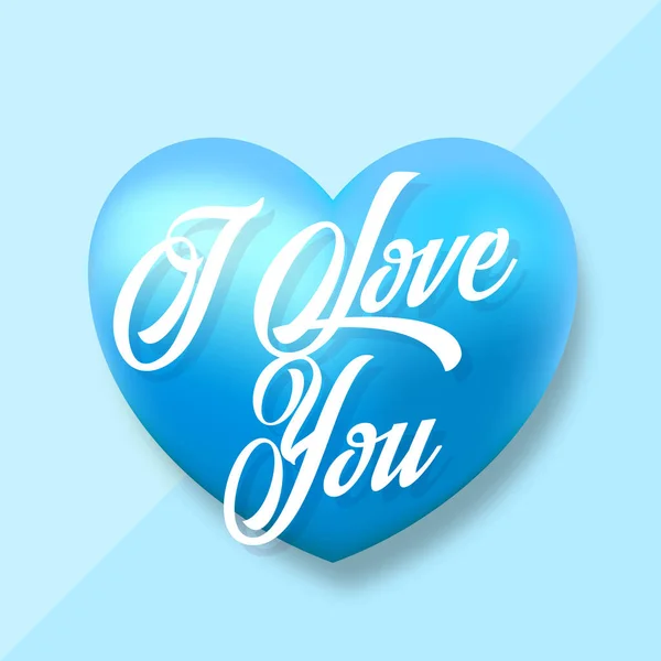 Modern Typography Valentines Day Vector Greetings with Light Blue Heart Silhouette on a Light Blue and Mint Background. Classy Gentle Card or Poster. — Stock Vector