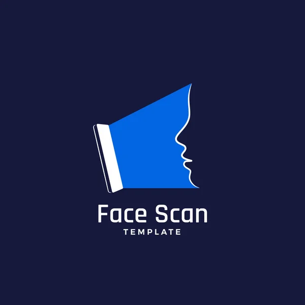 Ansikte Scan abstrakt Vector tecken, Emblem, ikon eller logotyp mall. Smartphone-skärmen gör ett ansikte erkännande säkerhet identifiering. Negative Space Illustration. — Stock vektor