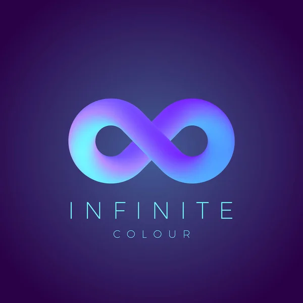 Abstract Vector Infinity Symbol with Modern Gradient and Typography. On Dark Background — Stock Vector