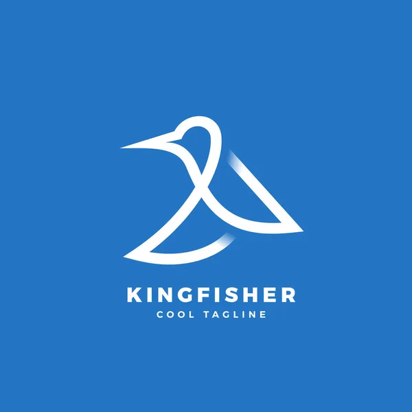 Kingfisher pták abstraktní vektorové ikony, popisek nebo Logo šablonu. Čáry styl minimalistický silueta s měkké stíny a moderní typografie. — Stockový vektor