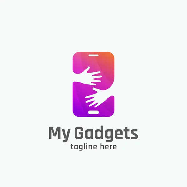 Meus Gadgets Abstract Vector Sign, Emblema ou Modelo de Logo. Smartphone em Mãos Conceito . — Vetor de Stock