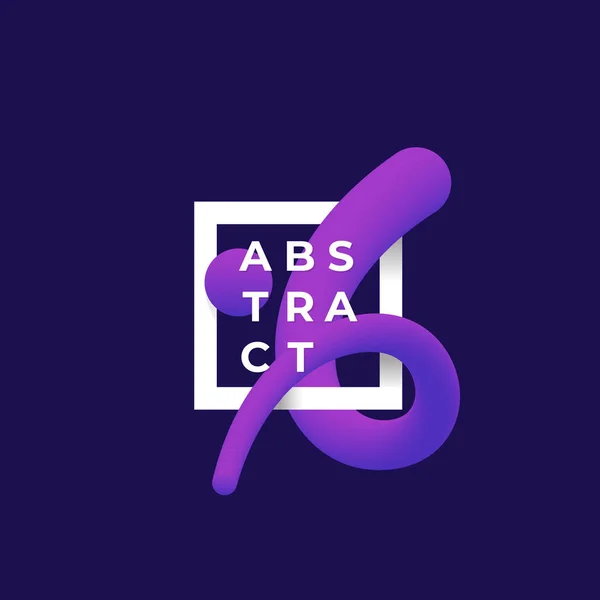 Courbe de mélange vectoriel abstrait dans un cadre carré, un signe ou un modèle de logo. Ligne courbée élégante avec dégradé ultraviolet et typographie moderne . — Image vectorielle