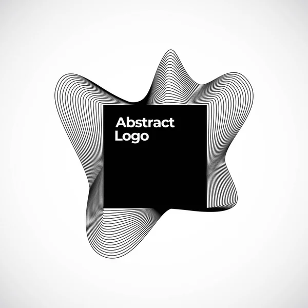 Modèle de logo de mélange vectoriel abstrait. Lignes courbes élégantes avec cadre carré noir. — Image vectorielle