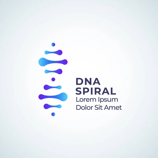 DNA Spiral Abstract Vector Sign, Symbol or Logo Template (en inglés). Emblema de Tecnología Moderna, Medicina o Biotecnología con Tipografía . — Archivo Imágenes Vectoriales