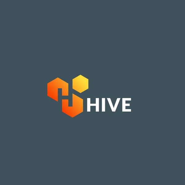 Hive Cells Absrtract Vector Sign, Symbol or Logo Template. Honey Comb with Incorporated Letter H. Gradient Icon with Modern Typography. Premium Dark Background — Stock Vector