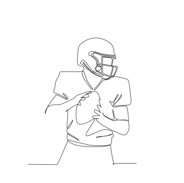 フットボール選手が友達にボールを渡す準備をしてる 連続線画ベクトル図 — ストックベクタ