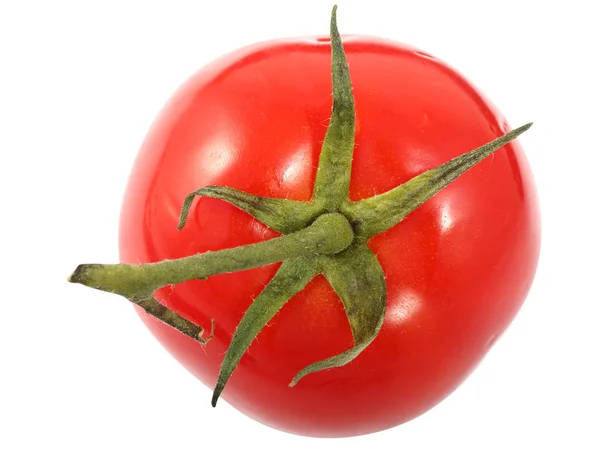 熟した赤いトマトが白い背景で隔離 トップ ビュー — ストック写真