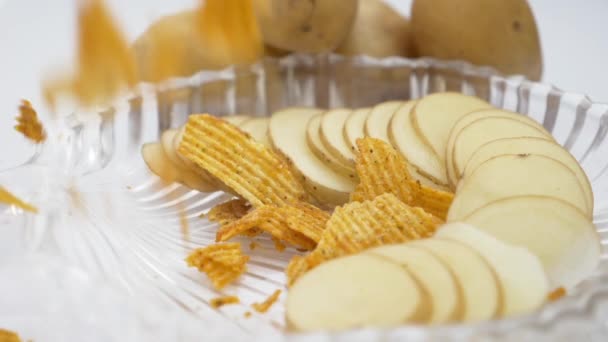 Caída Patatas Fritas Paja — Vídeos de Stock