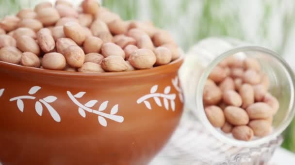 Vídeo Amendoins Gira Lentamente Tiro Perto Resolução Alimentos Saudáveis Para — Vídeo de Stock