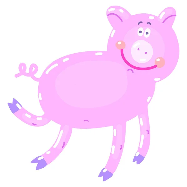 마에서 돼지와 함께 벡터 손으로 그린 그림. 농장 동물 — 스톡 벡터