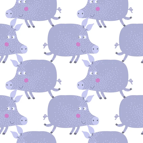 Векторная ручная иллюстрация со свиньей в деревне. Фермерское животное — стоковый вектор
