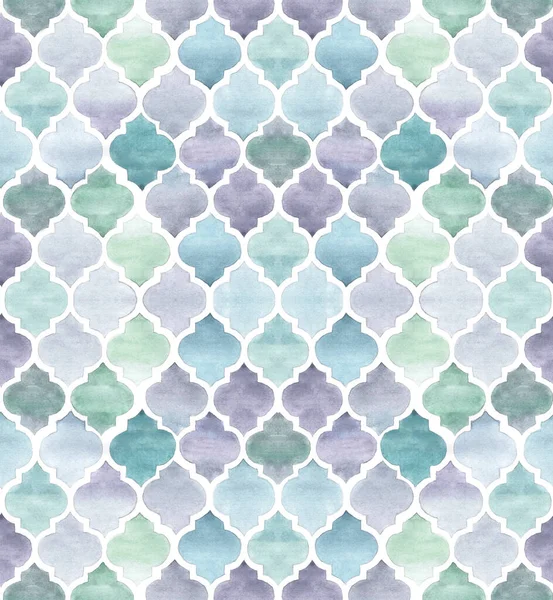 Seamless Watercolor Pattern Chevron Tile Texture Background Morocco Motifs Isolated — Stock Photo, Image