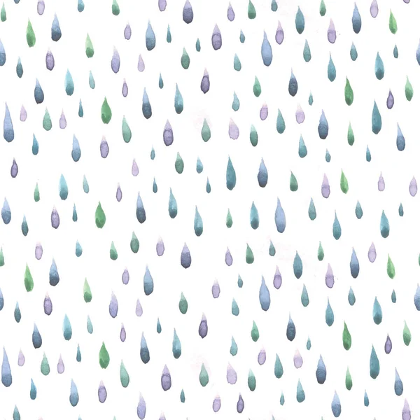 Ilustração Estoque Padrão Sem Costura Aquarela Desenho Gotas Chuva Fundo — Fotografia de Stock