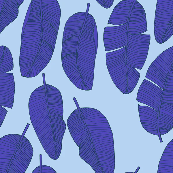 Ilustração Estoque Padrão Sem Costura Folhas Tropicais Cor Azul Clássico — Fotografia de Stock