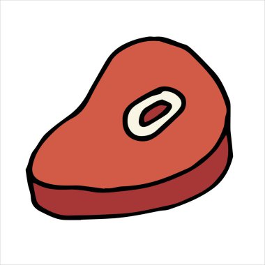 Vector doodle, cartoon style drawing. a piece of meat, beef or pork steak. cute food drawing isolated on white background vector Vector doodle, cartoon style drawing. a piece of meat, beef or pork steak. cute food drawing isolated on white background vector