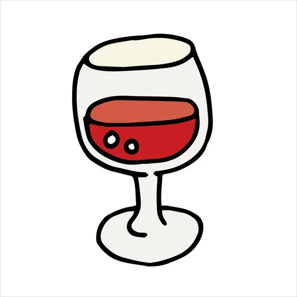 Vectorillustratie Krabbelstijl Cartoon Een Glas Wijn Eenvoudige Icoon Van Een — Stockvector