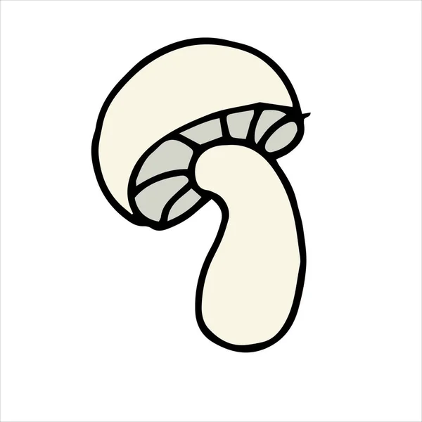 Ilustração Vetorial Estilo Doodle Desenho Animado Cogumelo Champignon Cogumelo Ícone — Vetor de Stock