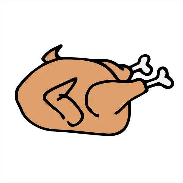 Ilustración Vectorial Estilo Doodle Cartón Dibujo Color Simple Pollo Horno — Archivo Imágenes Vectoriales