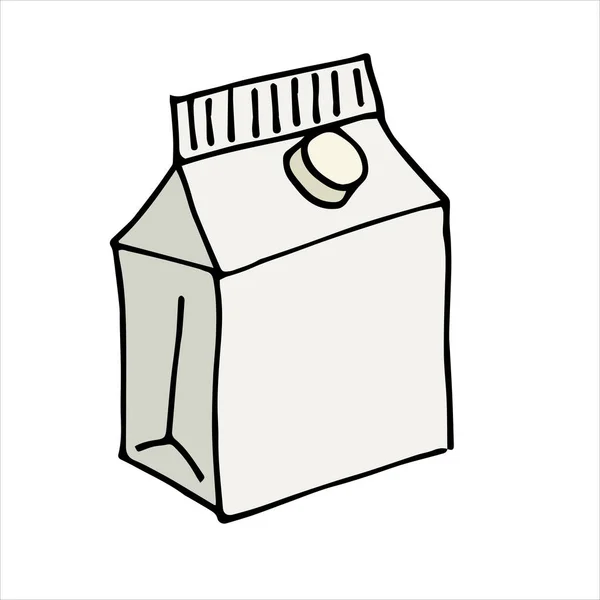 Vectorillustratie Krabbelstijl Cartoon Kleur Schets Papier Pak Met Drank Pak — Stockvector