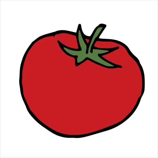 矢量涂鸦风格 西红柿 可爱成熟的红色西红柿图标 健康食品 — 图库矢量图片