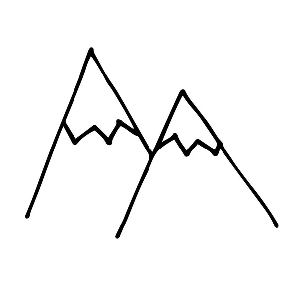 Ilustración Vectorial Estilo Doodle Montañas Con Picos Nevados Dibujo Sencillo — Archivo Imágenes Vectoriales