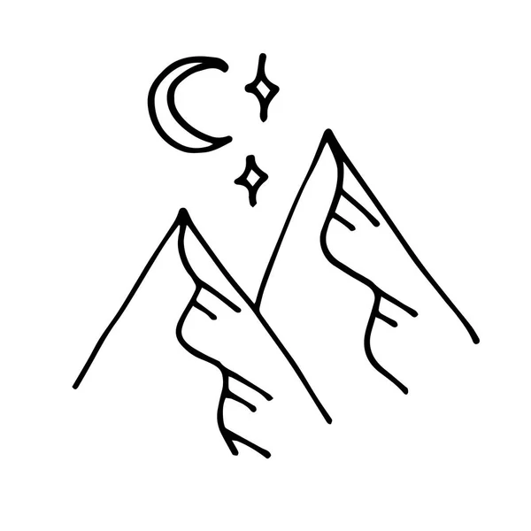 Vecteur Doodle Dessin Style Carton Montagnes Dans Style Scandinave Sommets — Image vectorielle