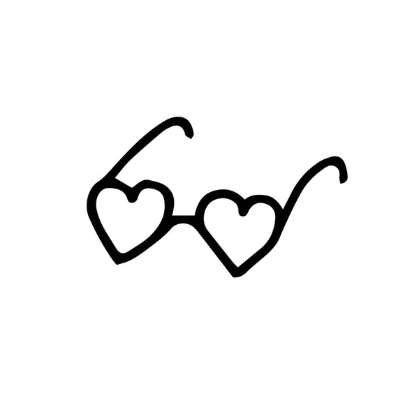 Ilustrație Vectorială Stil Doodle Ochelari Drăguți Formă Inimi Ochelari Inimi — Vector de stoc