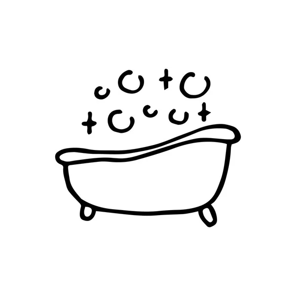 Desenho Vetorial Estilo Doodle Desenho Animado Desenho Bonito Banho Cheio —  Vetores de Stock