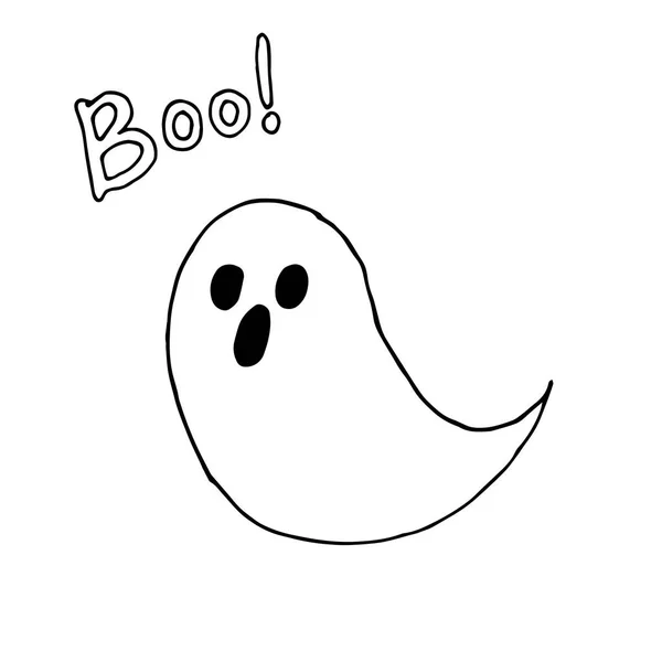 Vektorová Ilustrace Stylu Čmáranice Malý Duch Jednoduchá Kresba Téma Halloween — Stockový vektor
