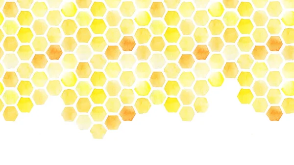 Seamless Background Honeycomb Border Yellow Honeycomb Watercolor Hand Drawing Isolated — Stock Photo, Image