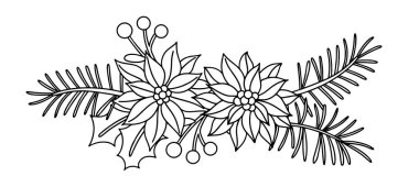 Noel süsü, kompozisyon bitkileri, köknar dalları. karala