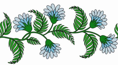 Çiçeklerin, soyut çiçeklerin kusursuz sınırı. Vektör illüstrasyonu